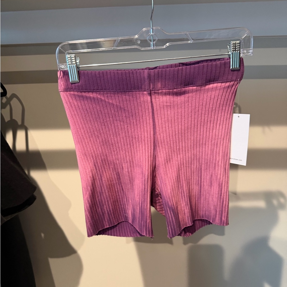 Cotton Citizen Ribbed High-Waist Women’s Bike Shorts in Dusty Rose — Small — NWT